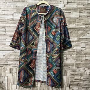 SELIN Design By B.R.S Hippie Long Jacket Cardigan Pockets Multicolor